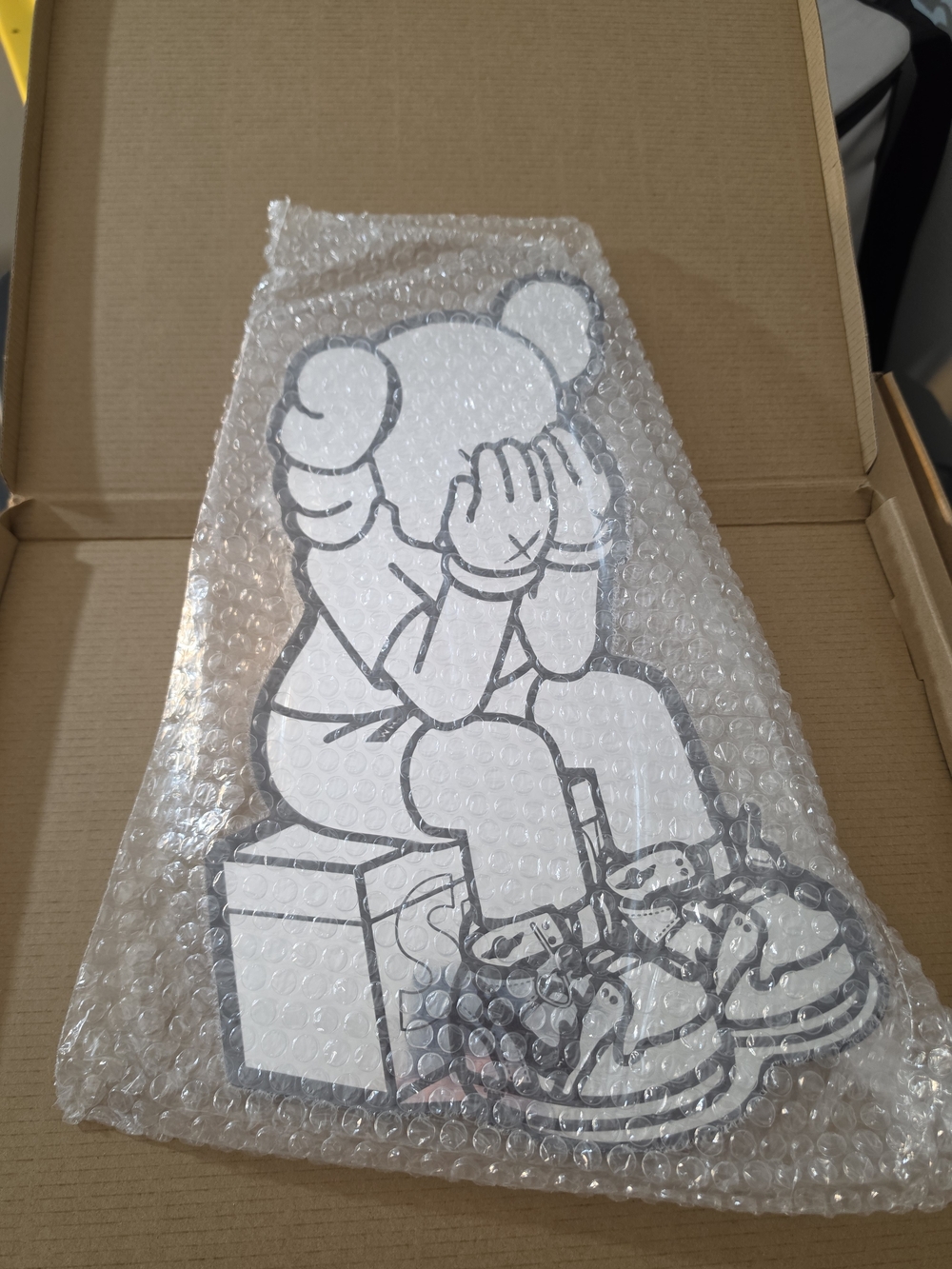 KAWS Mirror -Style Sitting Figure Wall Art - White